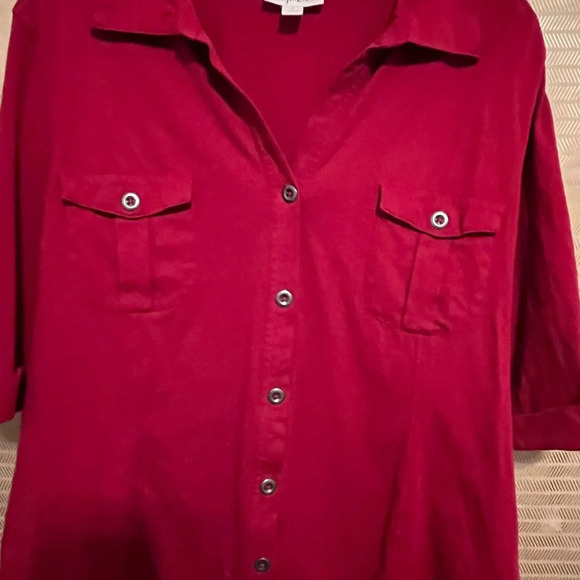 STYLE & CO~ RED~ 100% COTTON BLOUSE~ LG - Picture 5 of 6
